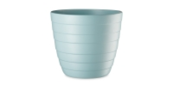Light Blue Grooved Ceramic Pot