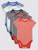 Marks and Spencer  5 Pack Nautical Stripe Cotton Bodysuits