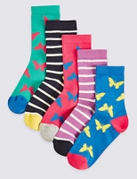 Marks and Spencer  5 Pairs of Cotton Rich Socks (1-14 Years)