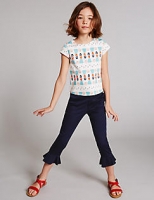 Marks and Spencer  Cotton Peplum Hem Trousers with Stretch (3-14 Years)