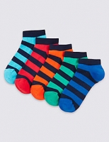Marks and Spencer  5 Pairs of Freshfeet Striped Trainer Liner Socks (3-16 Years