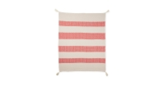 Tasselled Red Stripy Throw