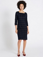 Marks and Spencer  Cotton Rich Checked Cuff Button Tunic Dress