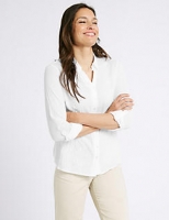 Marks and Spencer  Pure Cotton Crinkle 3/4 Sleeve Shirt