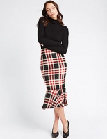 Marks and Spencer  Checked Fishtail A-Line Midi Skirt
