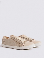Marks and Spencer  Lace-up Glitter Toe Cap Trainers