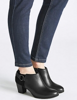 Marks and Spencer  Leather Block Heel Side Zip Shoe Boots