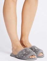 Marks and Spencer  Pearl Detail Fur Mule Slippers