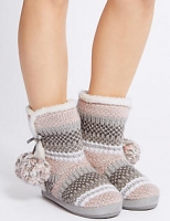 Marks and Spencer  Fairisle Knit Slipper Boots