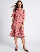 Marks and Spencer  Floral Print Ruffle Half Sleeve Midi Dress