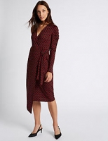 Marks and Spencer  Printed Ruched Sleeve Wrap Midi Dress