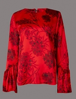 Marks and Spencer  Floral Print Round Neck Long Sleeve Blouse