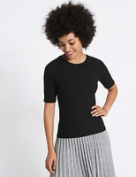 Marks and Spencer  Ribbed Round Neck Half Sleeve T-Shirt