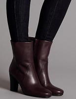 Marks and Spencer  Leather Block Heel Ankle Boots
