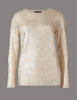 Marks and Spencer  Metallic Round Neck Long Sleeve T-Shirt