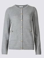 Marks and Spencer  Lambswool Blend Round Neck Cardigan