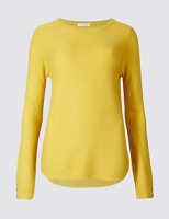Marks and Spencer  Ripple Round Neck Cuff Button Jumper