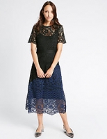 Marks and Spencer  Lace Colour Block Short Sleeve Midi Dress