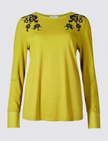 Marks and Spencer  Pure Cotton Embroidered Long Sleeve T-Shirt