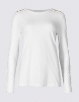 Marks and Spencer  Pure Cotton Epaulette Embroidered T-Shirt