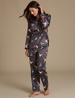 Marks and Spencer  Satin Revere Collar Printed Pyjamas