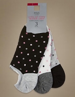 Marks and Spencer  3 Pair Pack Ultra No Show Trainer Liner Spotted Socks