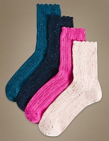 Marks and Spencer  4 Pair Pack Cotton Rich Ankle High Socks
