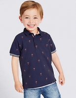 Marks and Spencer  Pure Cotton Palm Print Polo Shirt (3 Months - 5 Years)