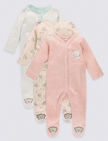 Marks and Spencer  3 Pack Pure Cotton Sleepsuits