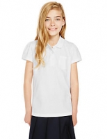 Marks and Spencer  2 Pack Girls Pure Cotton Scallop Edge Polo Shirts with Stai