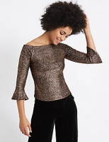 Marks and Spencer  Sparkly Flared Sleeve Bardot Top