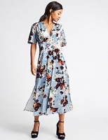 Marks and Spencer  Floral Print Velvet Short Sleeve Maxi Dress
