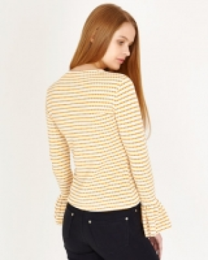 Savida Stripe Flare Sleeve Top
