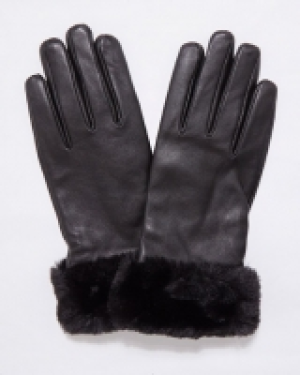 Gallery Faux Fur Trim Leather Glove