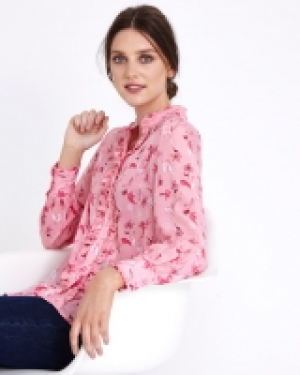Paul Costelloe Living Studio Printed Frill Silk Shirt