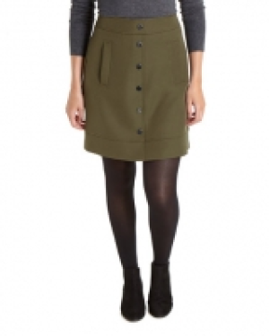 Mock Popper Front Crepe Skirt