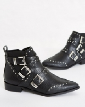 Savida Croc Effect Strap Stud Boots