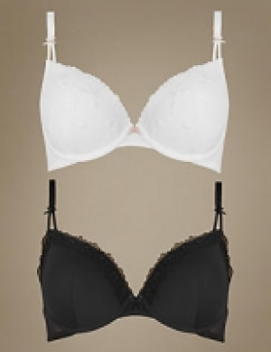 2 Pack Embroidered Padded Plunge Bras A-DD 24.00 €
