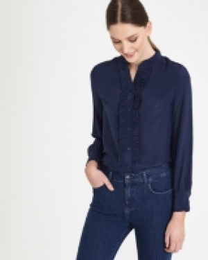 Paul Costelloe Living Studio Plain Silk Frill Blouse