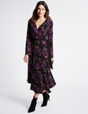 Floral Print Long Sleeve Wrap Midi Dress 60.00 €