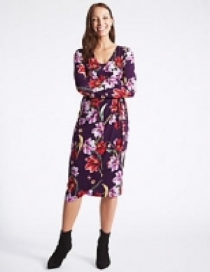 Floral Print Long Sleeve Wrap Midi Dress 54.00 €