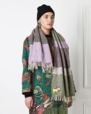 Joanne Hynes Green Striped Tweed Tiger Lady Scarf