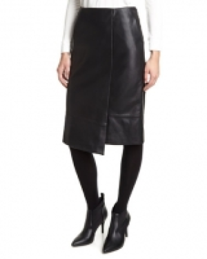 Leather Look Wrap Pencil Skirt