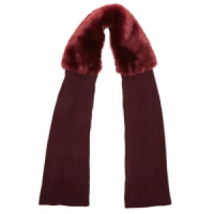Faux Fur Trim Knit Scarf