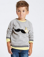 Marks and Spencer  Cotton Rich Moustache Sweatshirt (3 Months - 6 Years)
