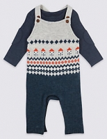 Marks and Spencer  2 Piece Fairisle Knitted Dungarees & Bodysuit