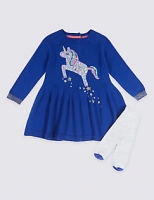Marks and Spencer  Unicorn Sequin Dress with Tights Outfit (3 Months - 6 Years)