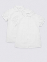 Marks and Spencer  2 Pack Girls Easy to Iron Pin-Tuck Blouses