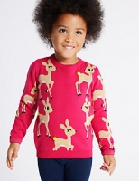 Marks and Spencer  Cotton Rich All Over Deer Print Christmas Jumper (3 Months -