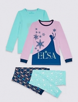 Marks and Spencer  2 Pack Disney Frozen Cotton Pyjamas with Stretch (2-10 Years